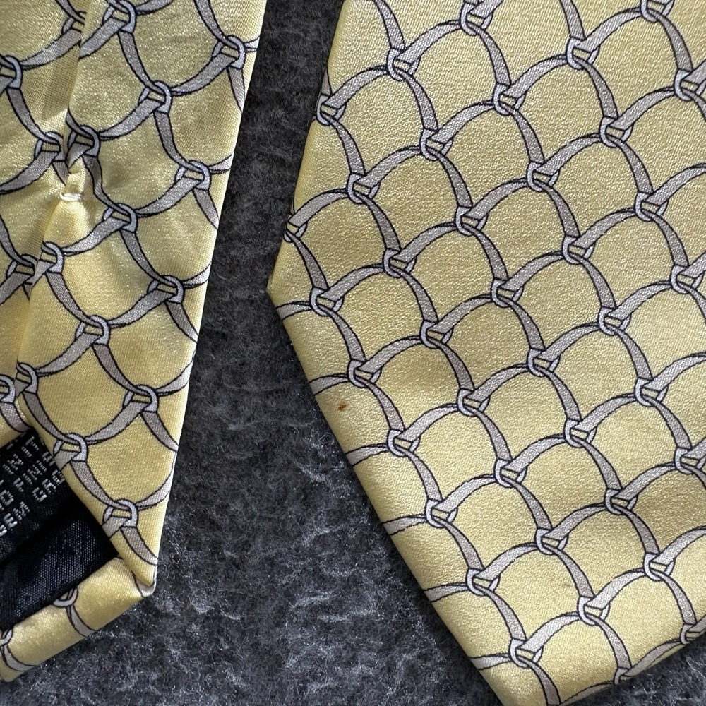 Vintage Paolo Gucci Silk Chain Link Gold Mens Neck Tie Made In Italy